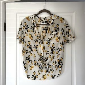 Equipment Keira Lemon Tie Front Blouse